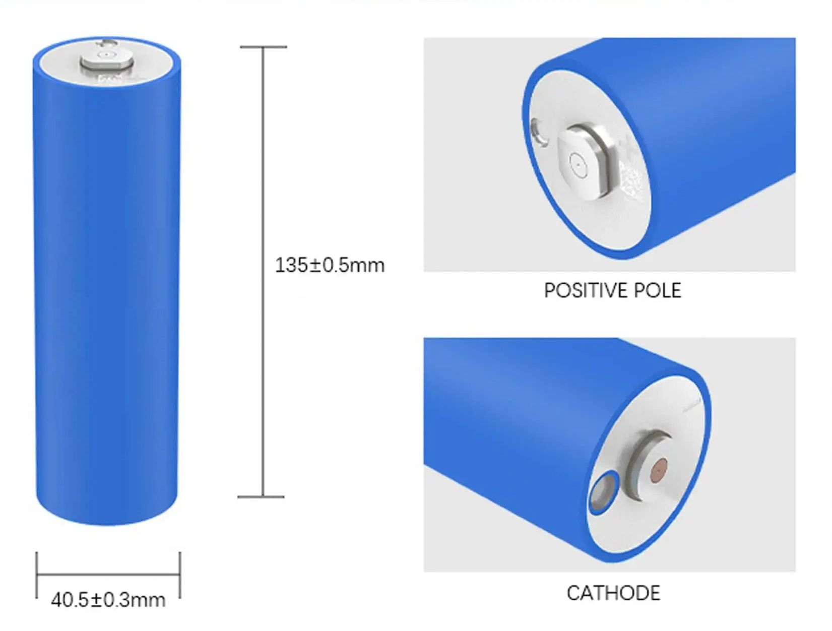 dimension of EVE 40135 cylindrical lifepo4 cells