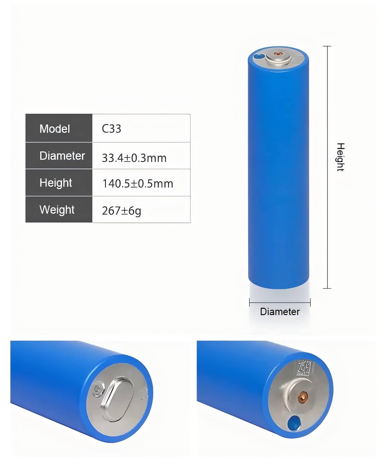 dimension of EVE c33 33140 15000mah lifepo4 battery