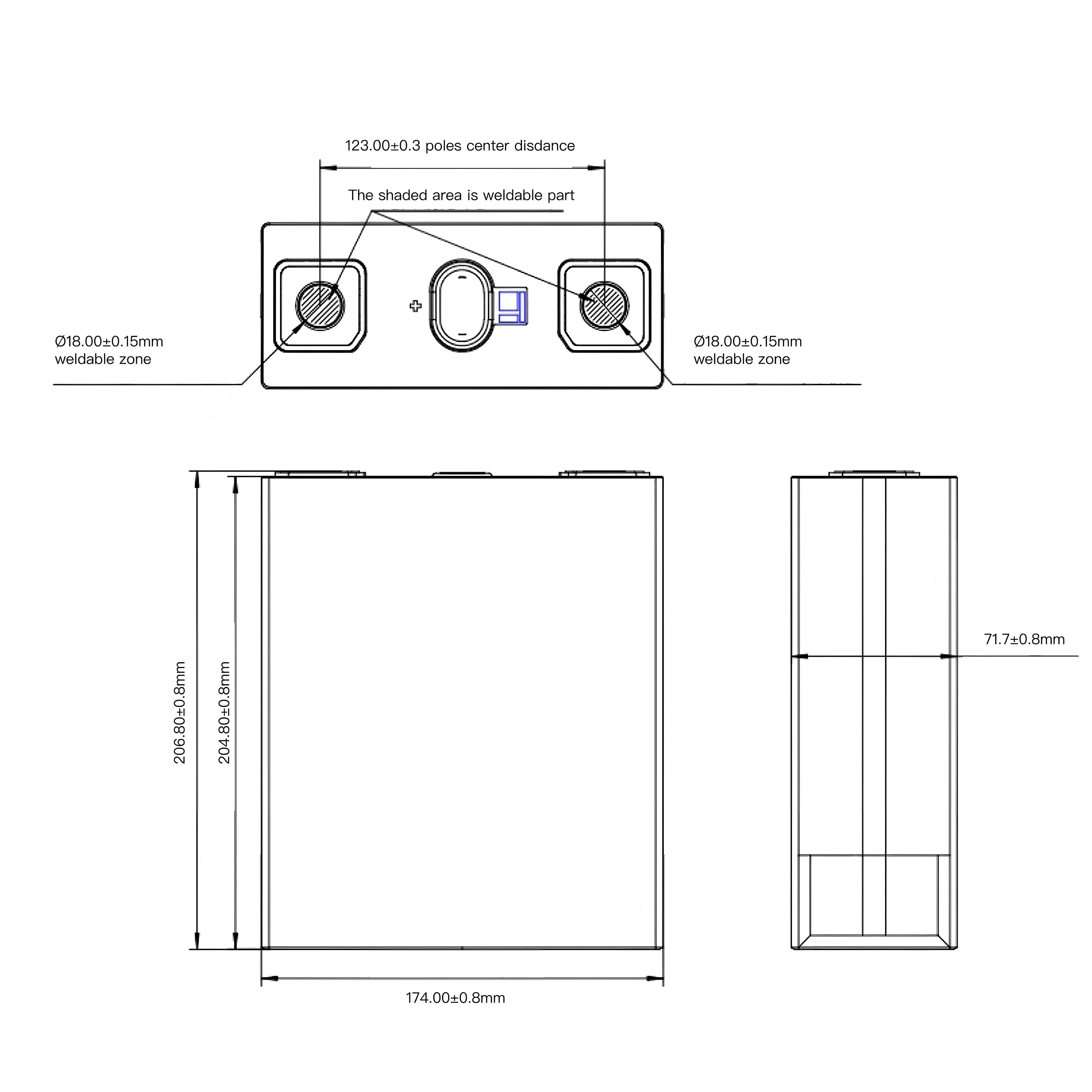 dimension of REPT 320Ah LiFePO4 battery
