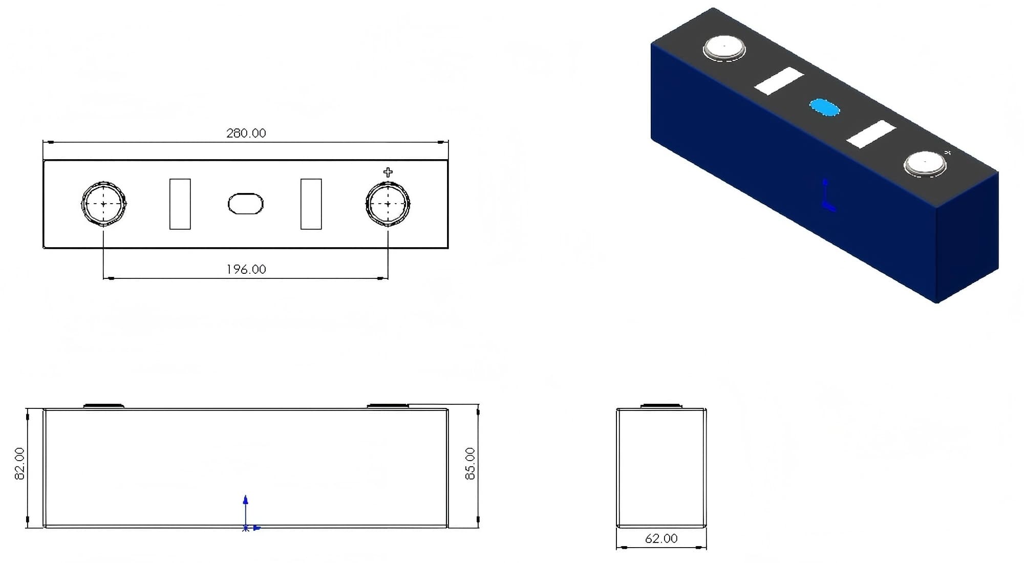 Dimensions of CATL 161Ah LiFePO4 Battery