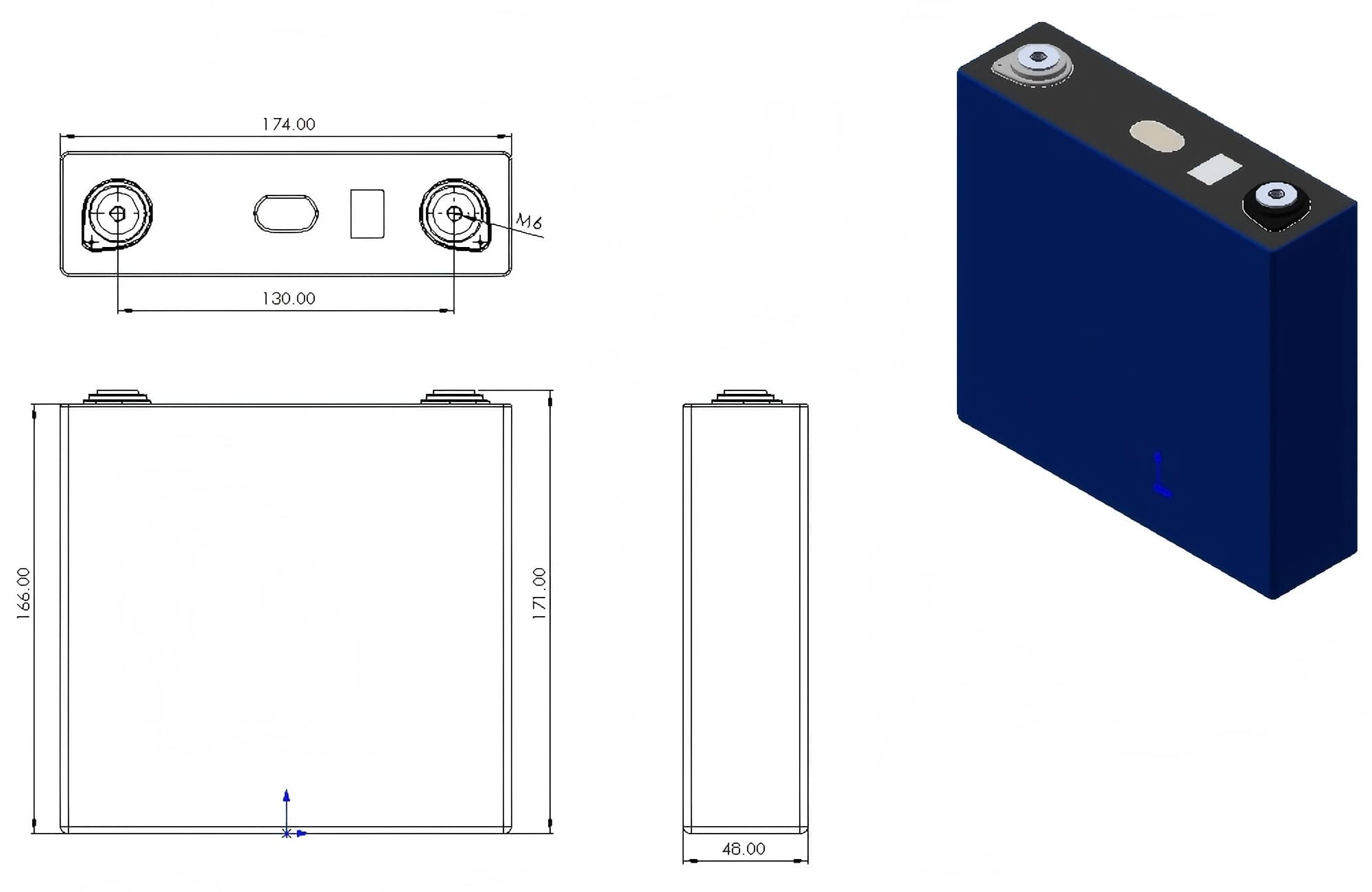 Dimensions of CATL 120Ah LiFePO4 Battery