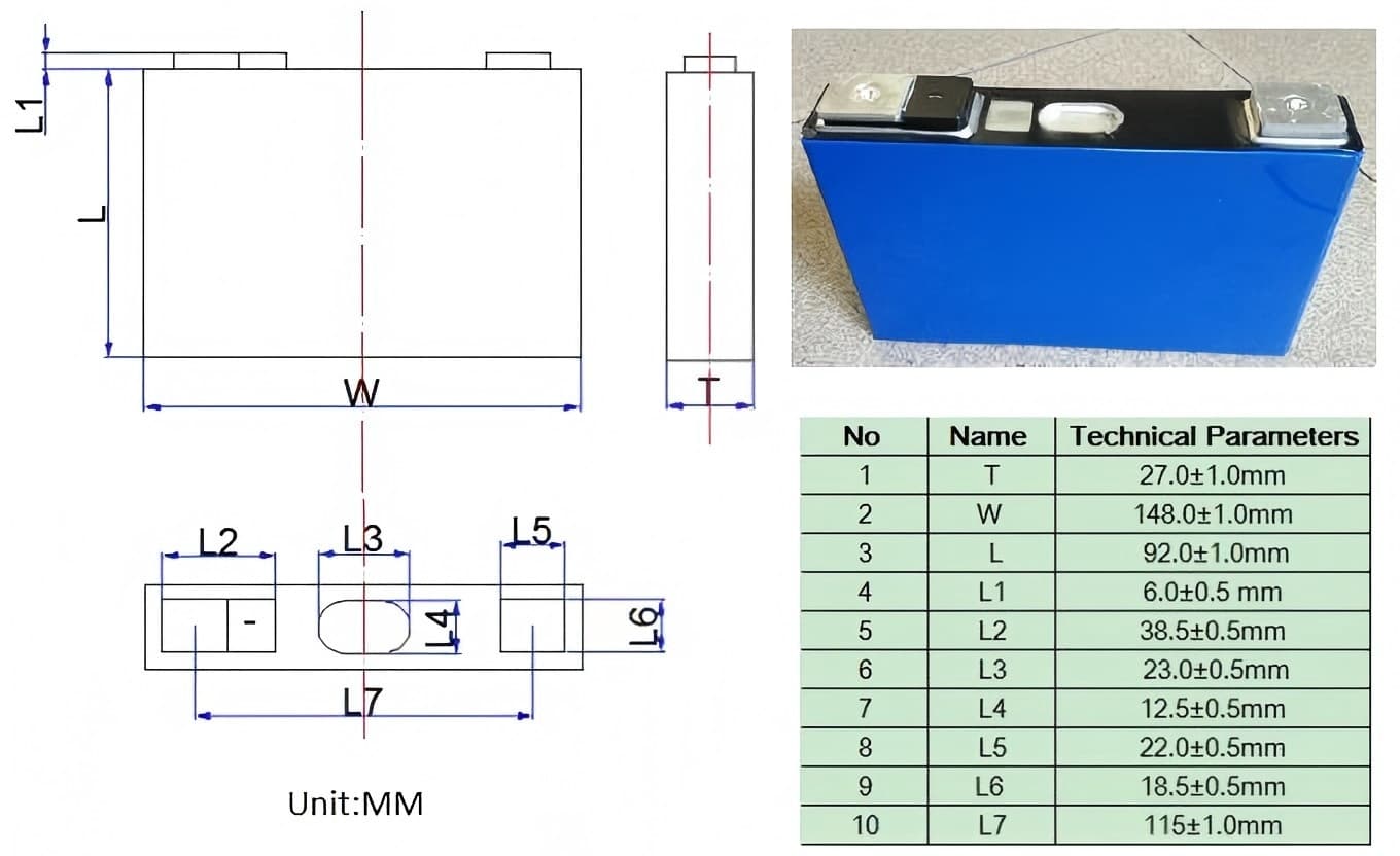 Dimensions of CATL NMC 50Ah Battery 
