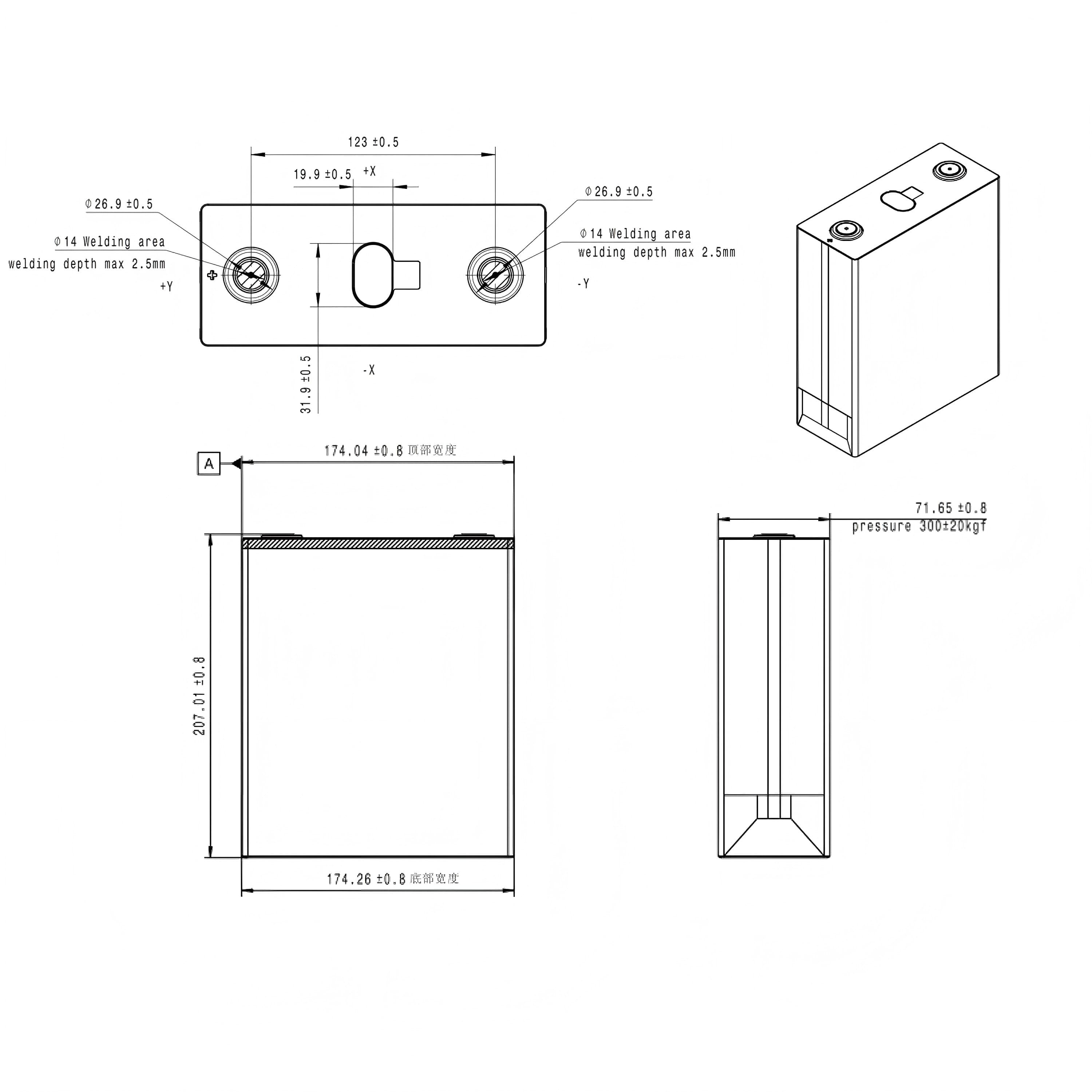 Dimensions of CATL 314Ah LiFePO4 Battery