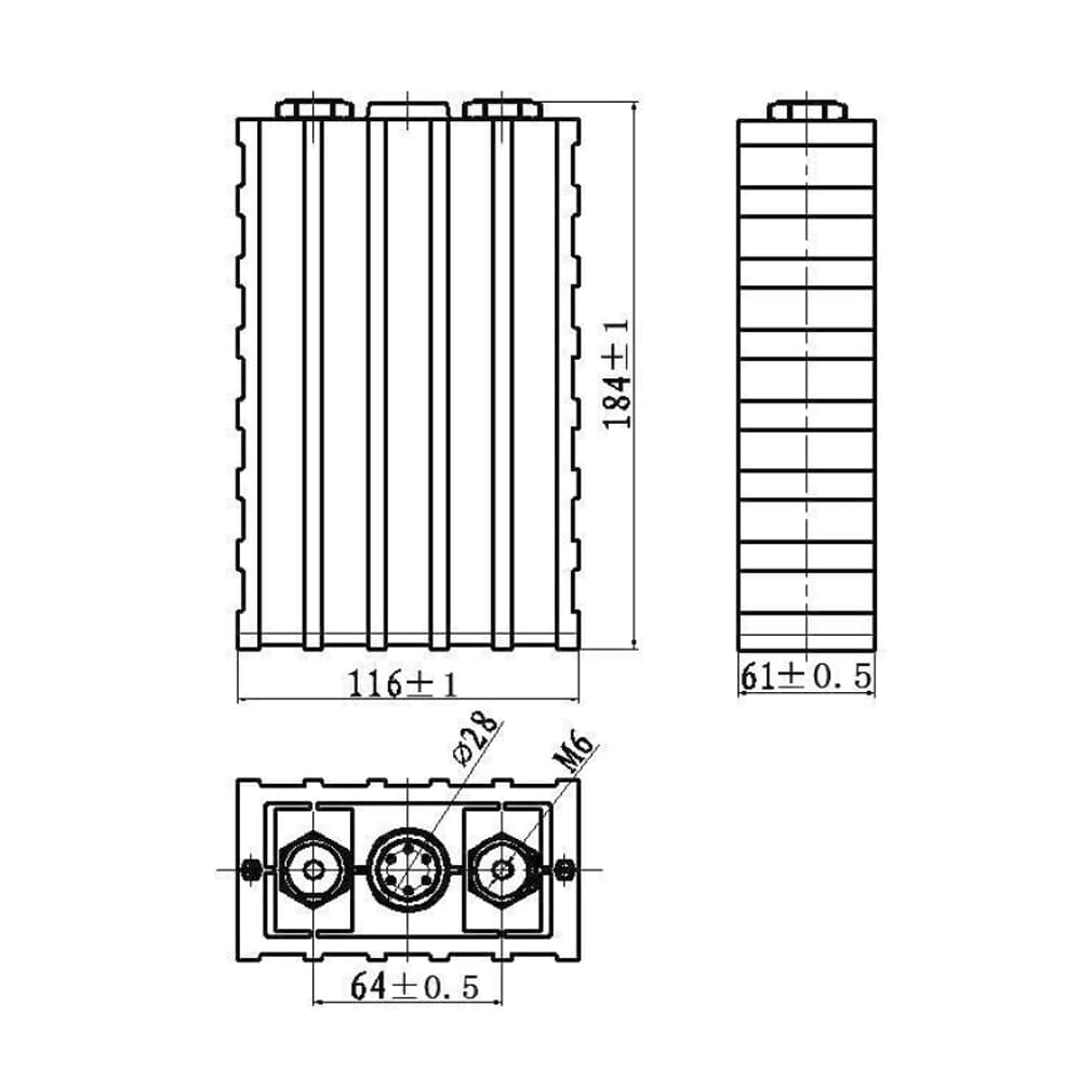 Dimensions of Sinopoly 60Ah LiFePO4 Battery