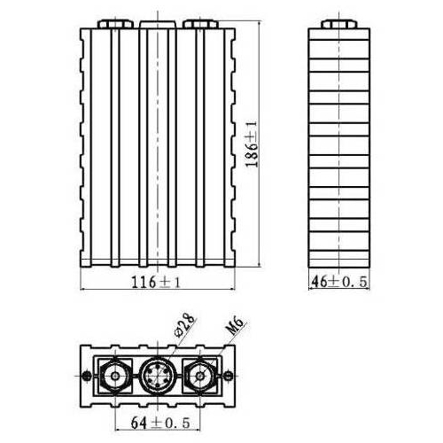 Dimensions of Sinopoly 40Ah LiFePO4 Battery