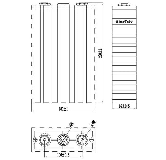 Dimensions of Sinopoly 200Ah LiFePO4 Battery