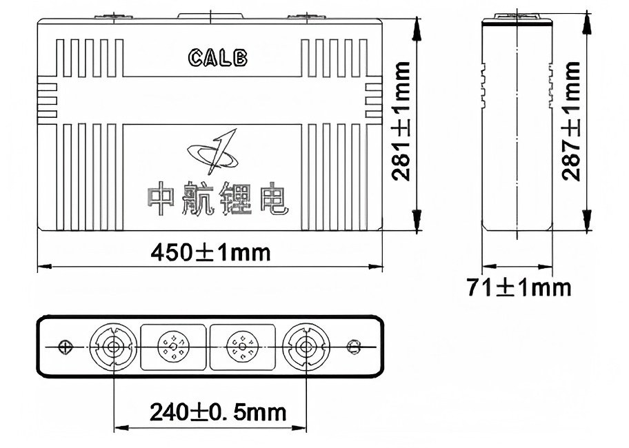 dimension of CALB CA400 3.2V LiFePO4 Battery 400Ah