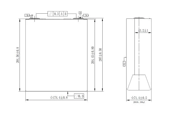dimension of CALB LiFePO4 314Ah cell