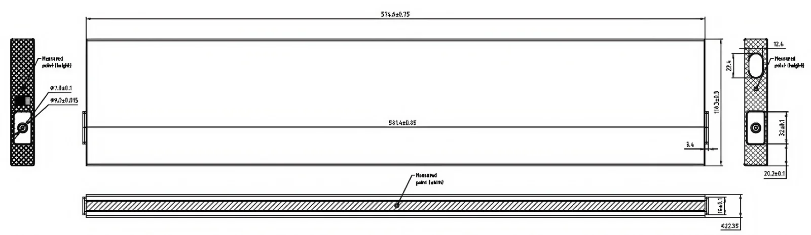 dimension of Svolt Battery 3.2V 184Ah LFP Blade Battery