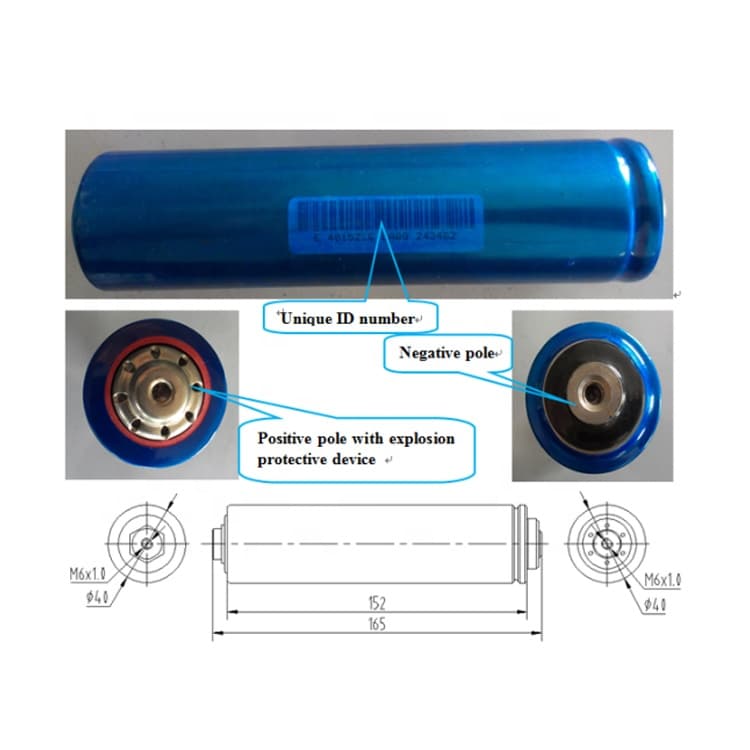 dimension of Headway 40152S 3.2V 17Ah LiFePO4 Cell