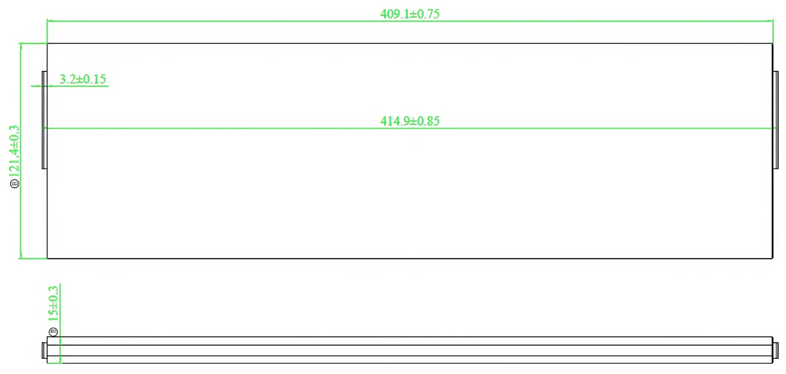 dimension of Svolt Battery 3.2V 90Ah LFP Blade Battery