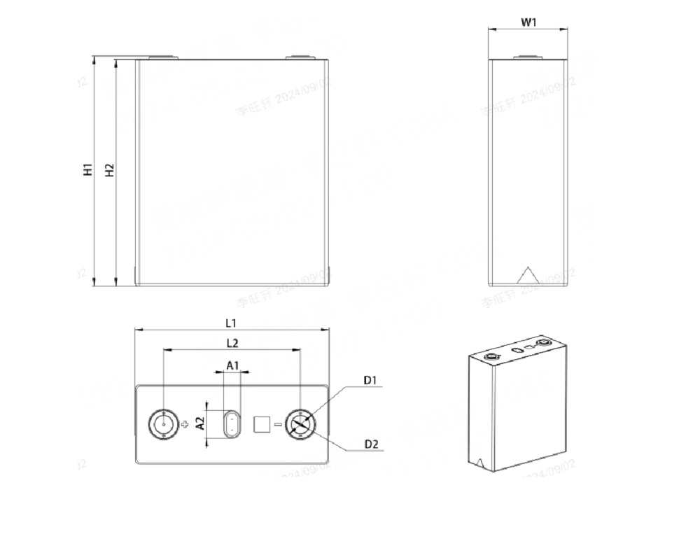 dimension of CORNEX 3.2V 472ah High Capacity LiFePO4 Cell