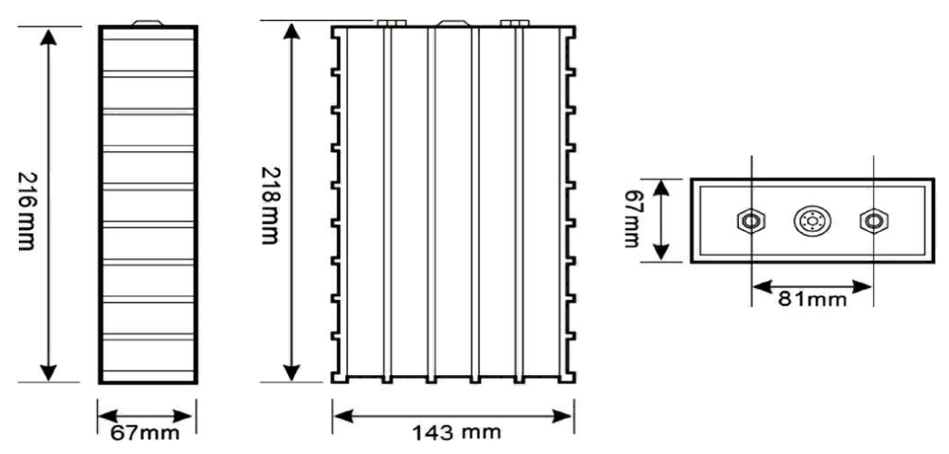 dimension of winston 100Ah battery