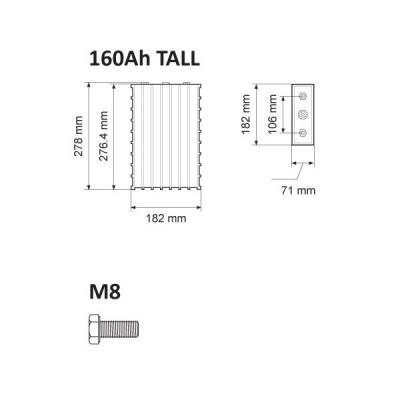 dimension of winston 160Ah battery