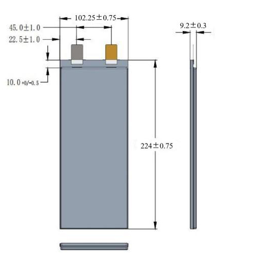 dimension of byd SF9890M3B 3.2v 21.7ah pouch cell