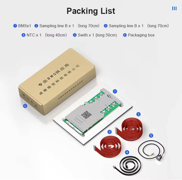 JK B1A8S10P 100A Smart Active Balance BMS Packing List