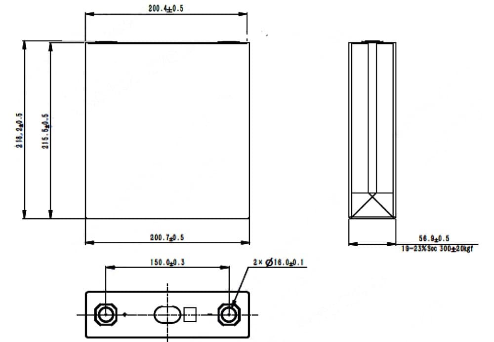 dimension of EVE LF324 3.2V 324Ah LiFePO4 Prismatic Battery Cell