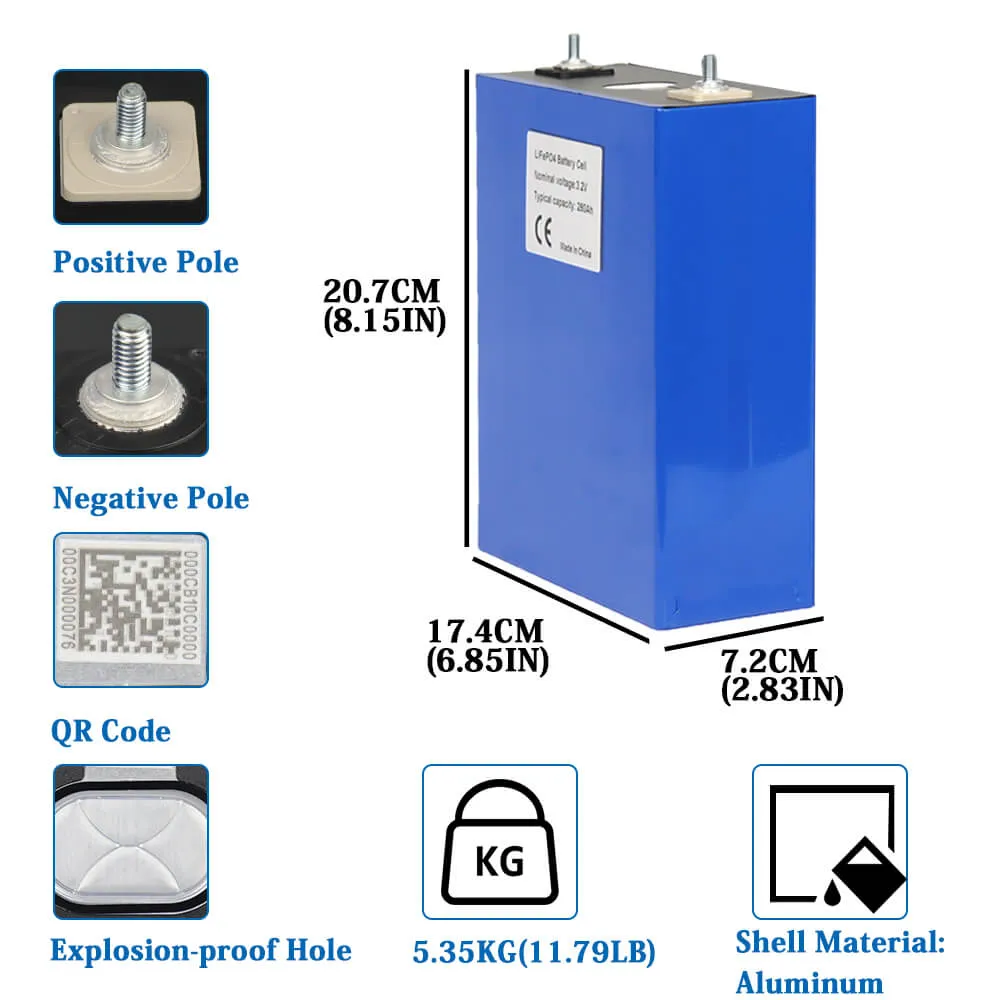 dimension of Hithium 280Ah 3.2V LiFePO4 Prismatic Battery