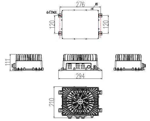 dimension of 3.3KW On Board LiFePO4 Battery Charger
