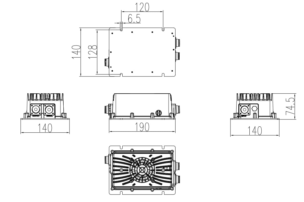 dimension of 800W On Board Battery Charger